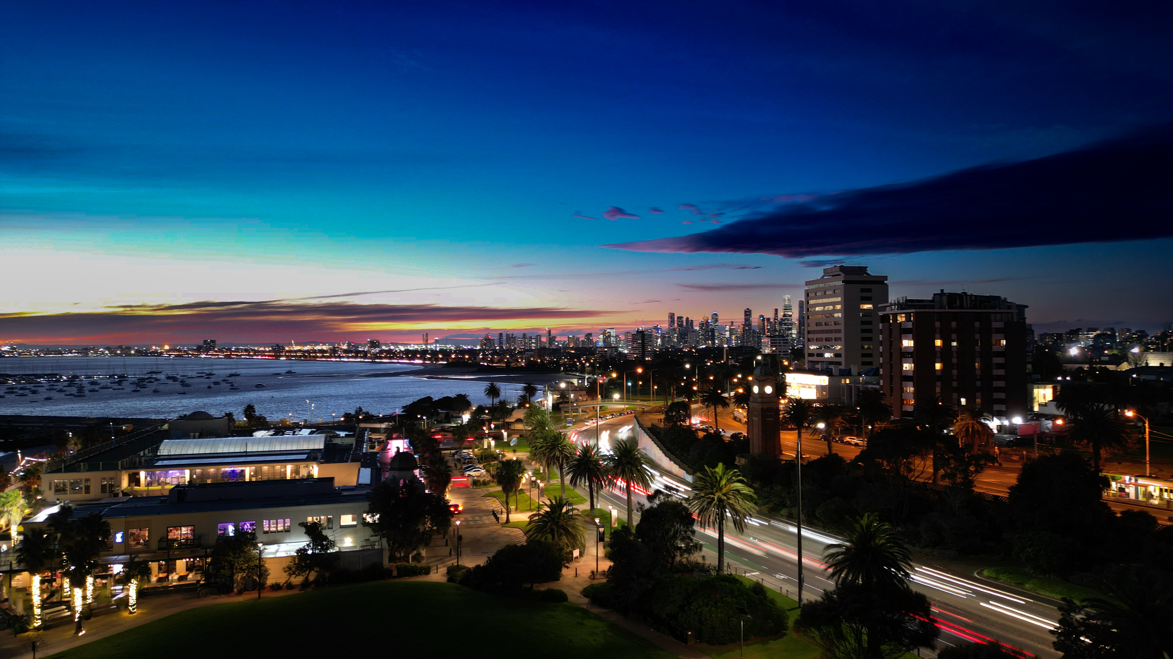 Long Exposure - Drone Shot of St. Kilda Road